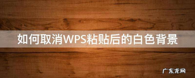 如何取消WPS粘贴后的白色背景