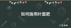 如何施用叶面肥