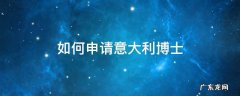 如何申请意大利博士