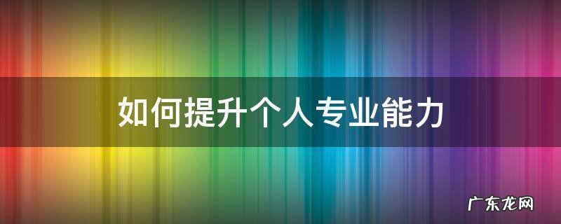 如何提升个人专业能力