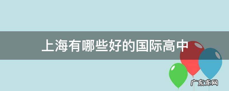 上海有哪些好的国际高中