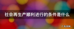 社会再生产顺利进行的条件是什么