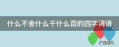 什么不舍什么千什么百的四字词语