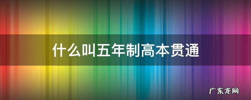 什么叫五年制高本贯通