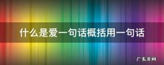 什么是爱一句话概括用一句话