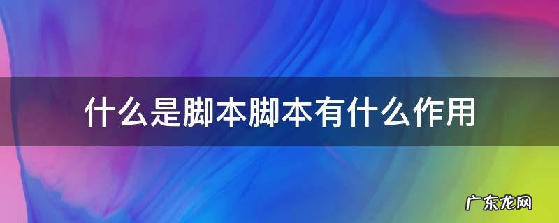 什么是脚本脚本有什么作用