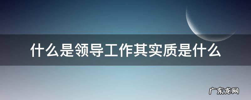 什么是领导工作其实质是什么