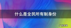 什么是全民所有制身份