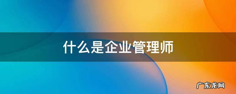 什么是企业管理师