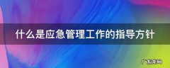 什么是应急管理工作的指导方针