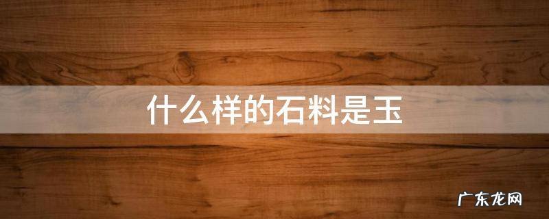 什么样的石料是玉