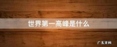 世界第一高峰是什么