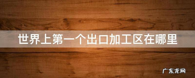 世界上第一个出口加工区在哪里