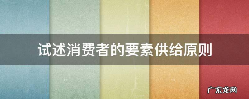 试述消费者的要素供给原则