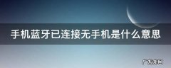手机蓝牙已连接无手机是什么意思
