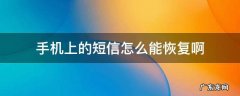 手机上的短信怎么能恢复啊