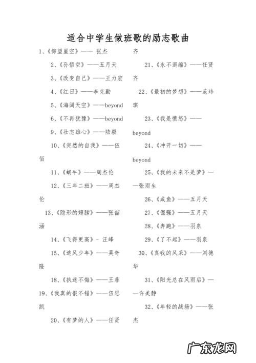 2022年适合初中生唱的歌