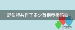 舒伯特共作了多少首钢琴奏鸣曲