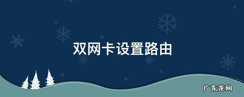 双网卡设置路由