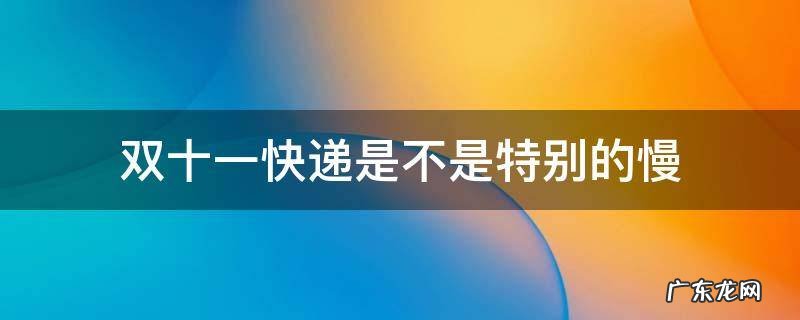 双十一快递是不是特别的慢