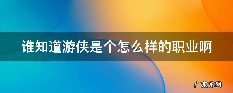 谁知道游侠是个怎么样的职业啊