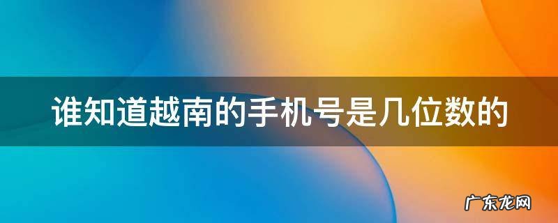 谁知道越南的手机号是几位数的