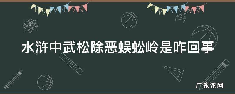 水浒中武松除恶蜈蚣岭是咋回事