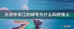 水浒中宋江的绰号为什么叫呼保义