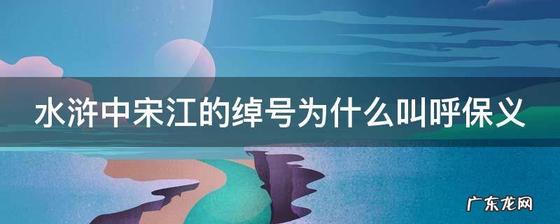 水浒中宋江的绰号为什么叫呼保义