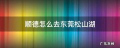 顺德怎么去东莞松山湖