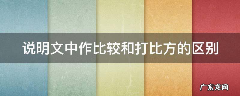 说明文中作比较和打比方的区别