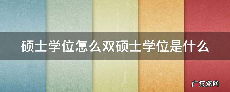 硕士学位怎么双硕士学位是什么