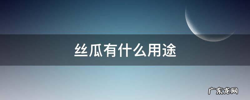 丝瓜有什么用途