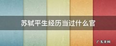 苏轼平生经历当过什么官