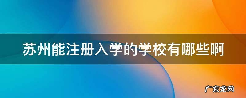 苏州能注册入学的学校有哪些啊