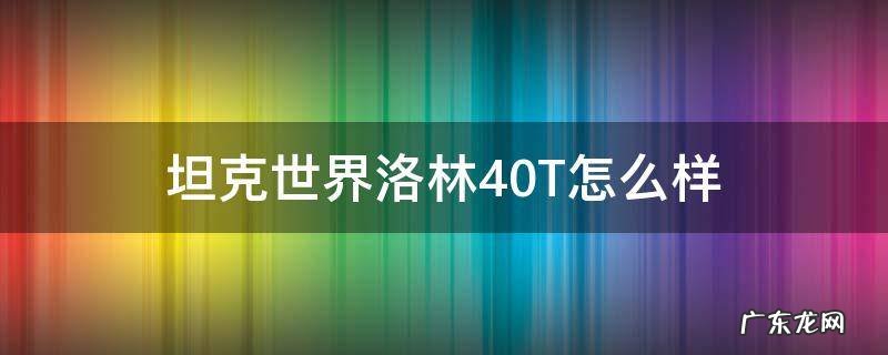 坦克世界洛林40T怎么样