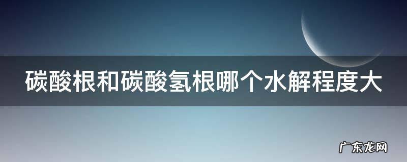 碳酸根和碳酸氢根哪个水解程度大