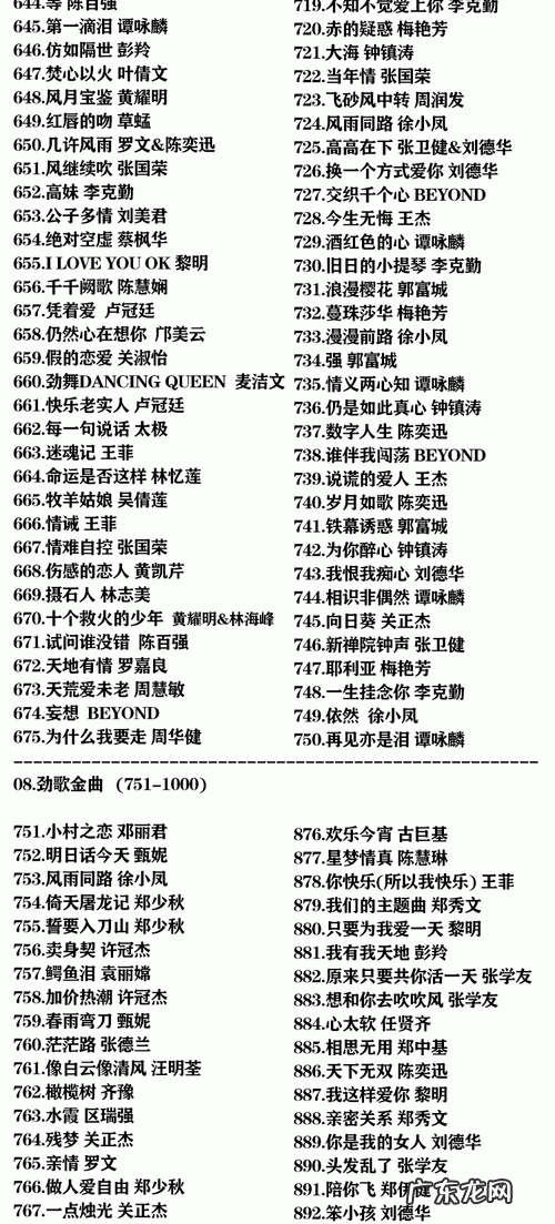 100首经典粤语歌曲