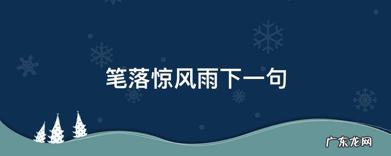 笔落惊风雨下一句,笔落惊风雨的意思