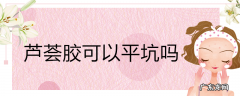 芦荟胶可以平坑吗