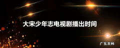 大宋少年志电视剧播出时间