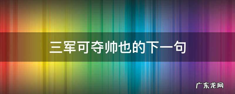 三军可夺帅也的下一句,三军可夺帅也下一句是什么?