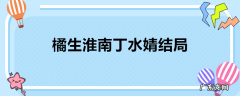 橘生淮南丁水婧结局