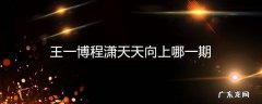 王一博程潇天天向上哪一期