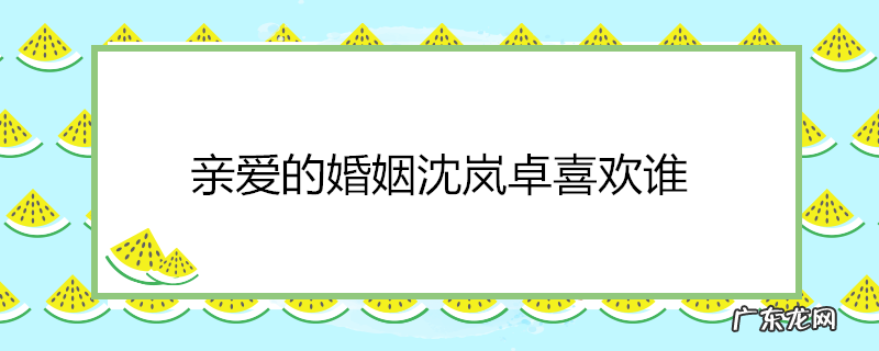 亲爱的婚姻沈岚卓喜欢谁