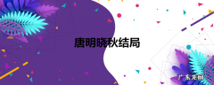 唐明晓秋结局