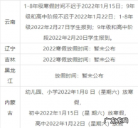 中小学生寒假放假时间表,你家的孩子放几天假？
