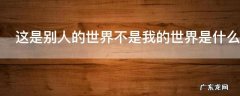 这是别人的世界不是我的世界是什么意思