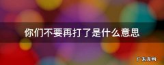 你们不要再打了是什么意思