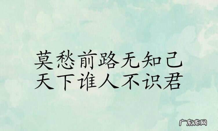 莫愁前路无知己的下一句